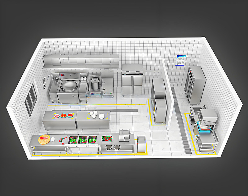 20-50人大型厨房工程3d效果图