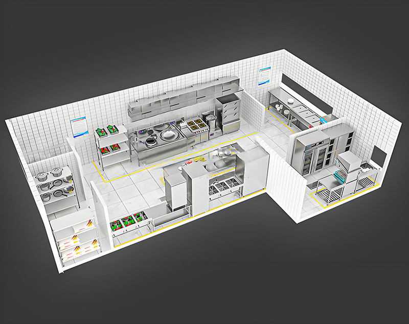 50-100人大型厨房工程3d效果图