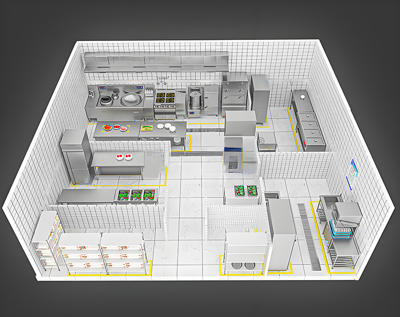 50-100人大型厨房工程3d效果图