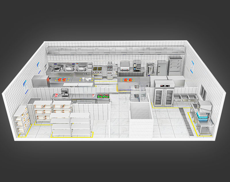 150-200人大型厨房工程3d效果图