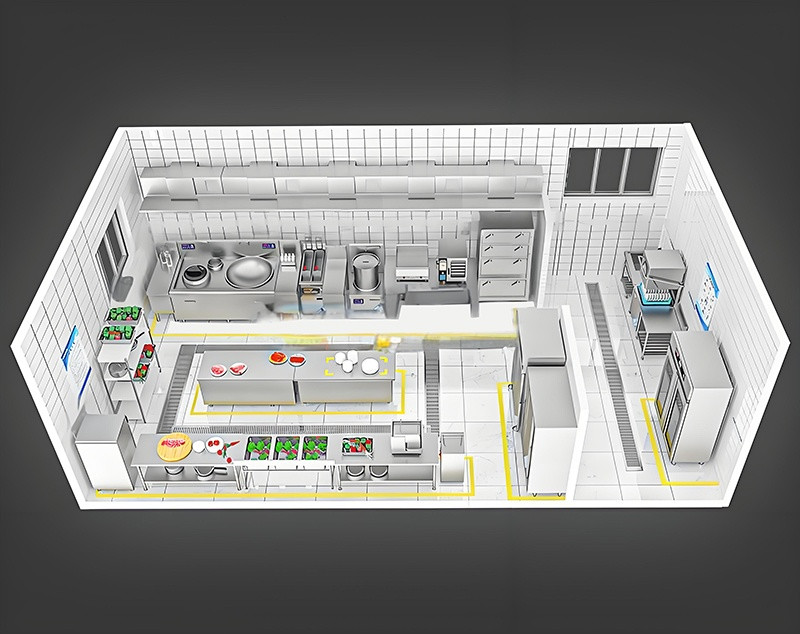 20-50人公司厨房工程3d效果图